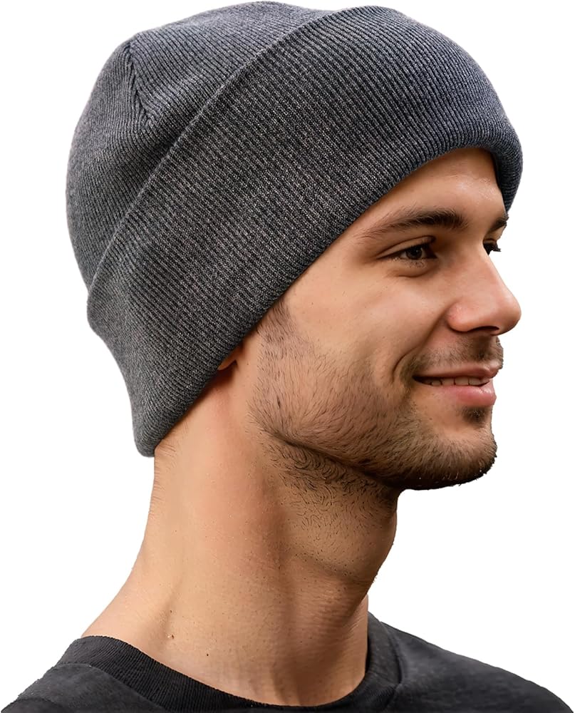 ROYBENS Cotton Beanie Hat for Women Men, Double Warm Knit Winter Hats, Fisherman Slouchy Ski Cuffed Beanies Skull Cap