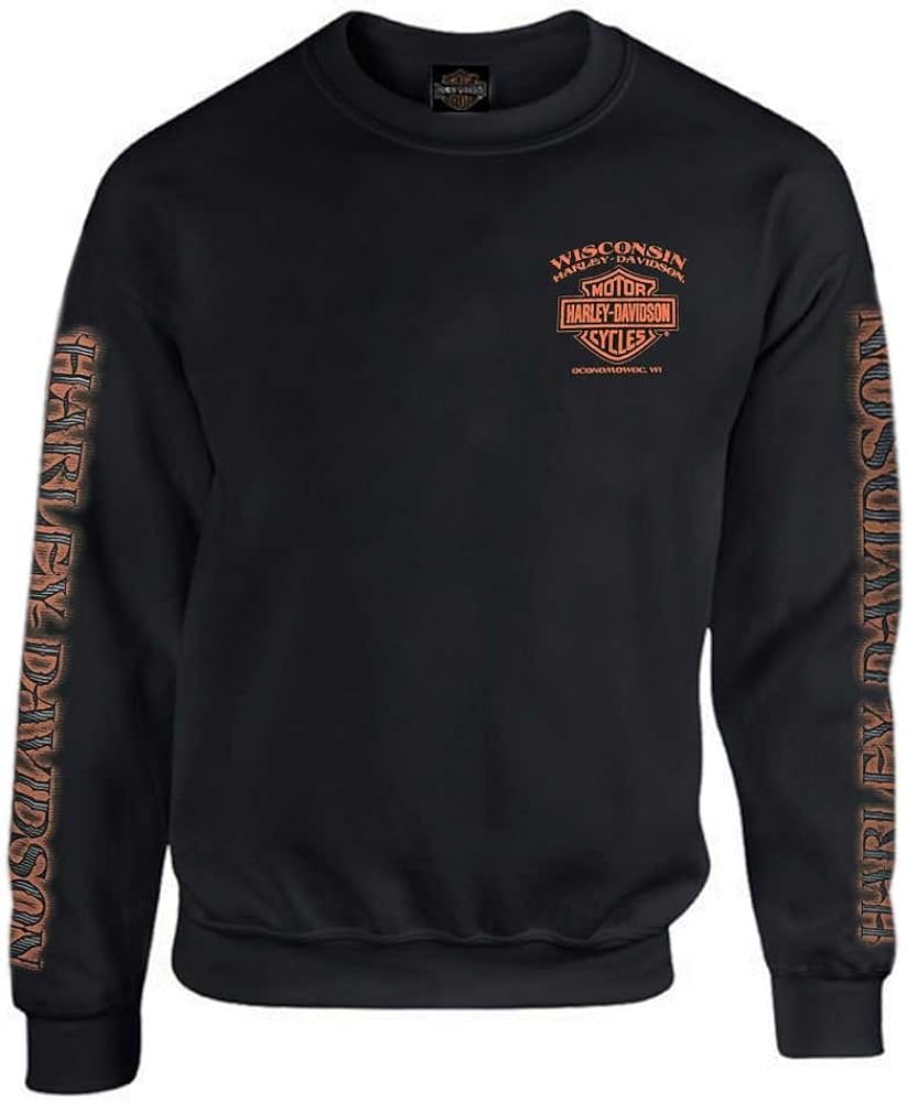 Harley-Davidson Men's Eagle Piston Fleece Pullover Sweatshirt, Black 30299948