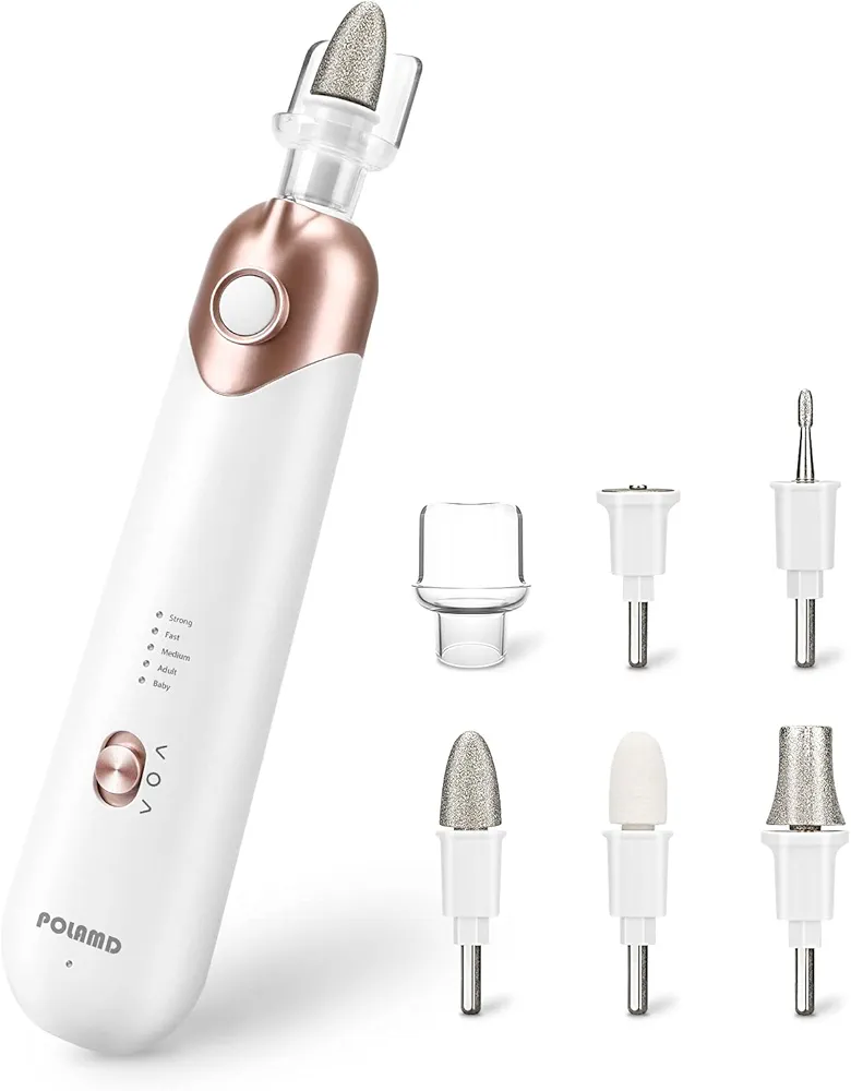 Professional Manicure Pedicure Kit, Electric Nail File Set, Cordless Electric Nail Drill Machine, 5 Speeds Hand Foot Care Tool for Nail Grind Trim Polish(White)