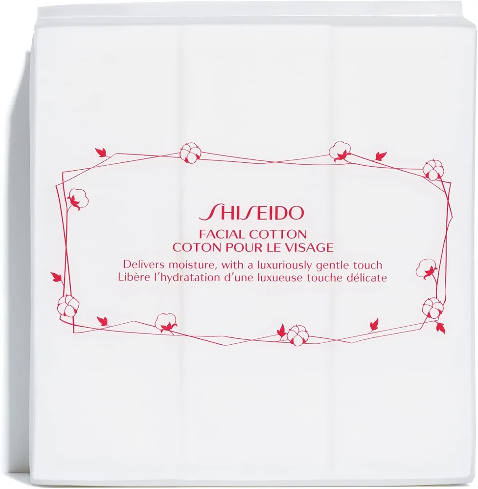 Shiseido Facial Cotton Pads - Includes 165 Squares - For Softener Application & Makeup Removal - 100% Natural, Super Soft