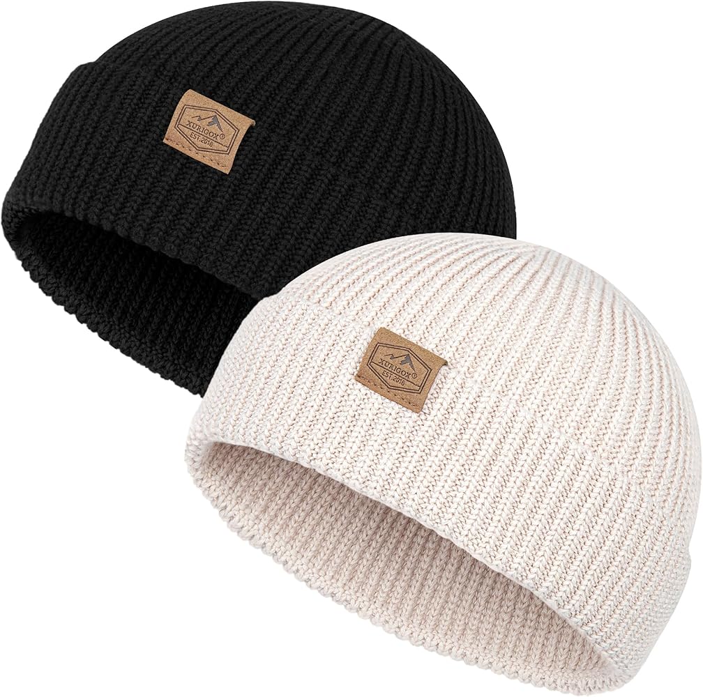 Fisherman Beanie Hats for Men Women,Knit Cuffed Short Trawler Beanie,Warm & Soft Stylish Skullcap Winter Spring Autumn