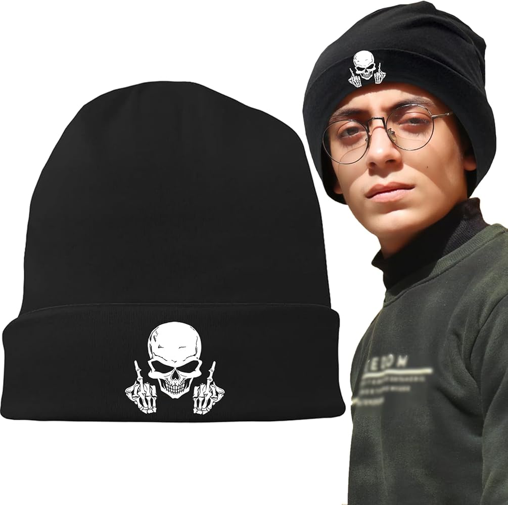 Black Beanie for Men Skull Finger Beanie Hat Mens Knitted Winter Hat for Men Women Chemo Beanies Headwear Cuffed Beanie Knit Hat Men Hip Hop Skull Caps Snug Hat Men's Skullies & Beanies