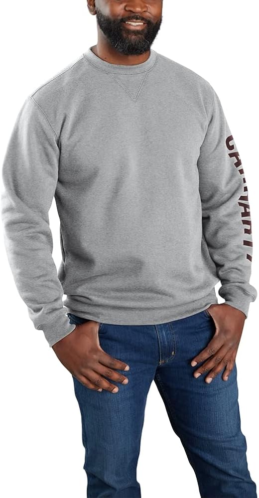 Carhartt Men's Loose Fit Midweight Crewneck Logo Sleeve Graphic Sweatshirt