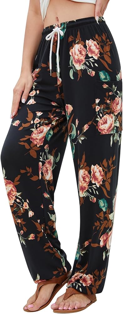 QIANXIZHAN Women's Harem Pants, Hippie Palazzo Pants Boho Joggers Yoga Clothes with Pockets