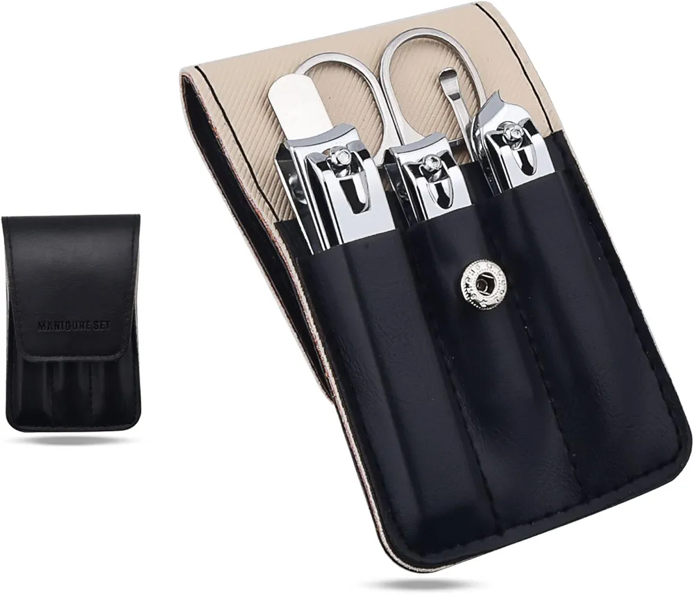 Nail Clipper Set 6pcs Manicure Set Kit Personal Care Nail Clipper Kits Stainless Steel Grooming Kits Toenail Clipper Cutters Nail Care Tools with Leather Case, Black