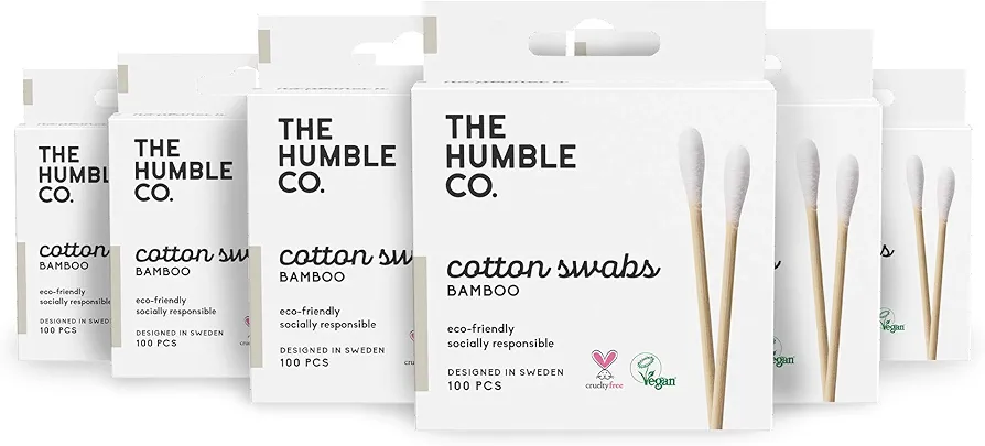 The Humble Co. Bamboo Cotton Swabs (600 count) - Cotton Swabs and Cotton Buds for Ears, Makeup, Pet Care and Cleaning (White)
