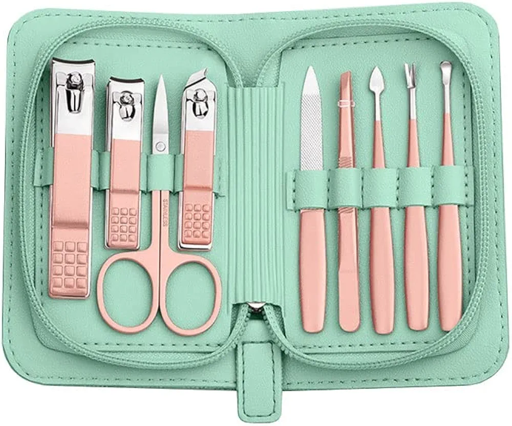 Toenail Clippers 9-Piece Manicure Set Personal Care Nail Clippers Set Professional Pedicure Set Beauty Set for Men and Women Elderly Patients Nail Care Nail Clipper Set (Color : B-9 Piece