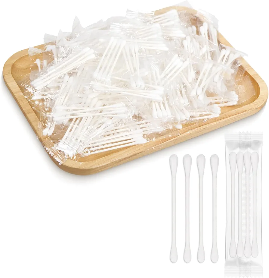 500 Pack Cotton Swabs, Individually Wrapped Cotton Swab, Individually Wrapped Double Tipped Paper Sticks for Ear, Make-up (500 pack(4pcs per Bag))