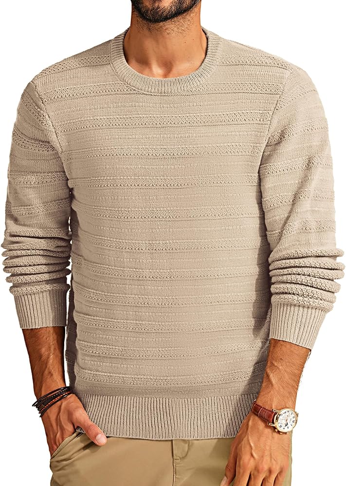 PJ PAUL JONES Mens Crewneck Sweaters Casual Knit Pullover Sweater Textured Knitwear