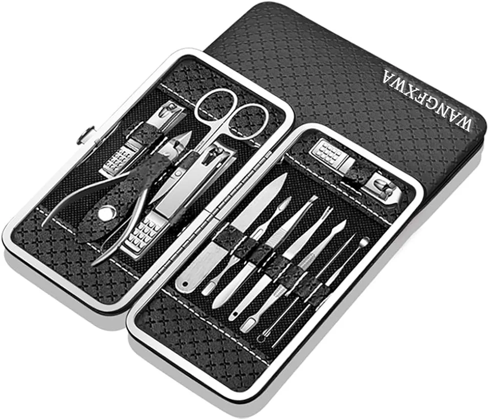 Mens Nail Grooming Kit Manicure Set Nail Cutter Finger And Toe Nail Clipper Nail And Toenail Clippers Set Manicure Kit Nail Clipper Set For Women 12-piece set Nail Tool Kit Nail Care