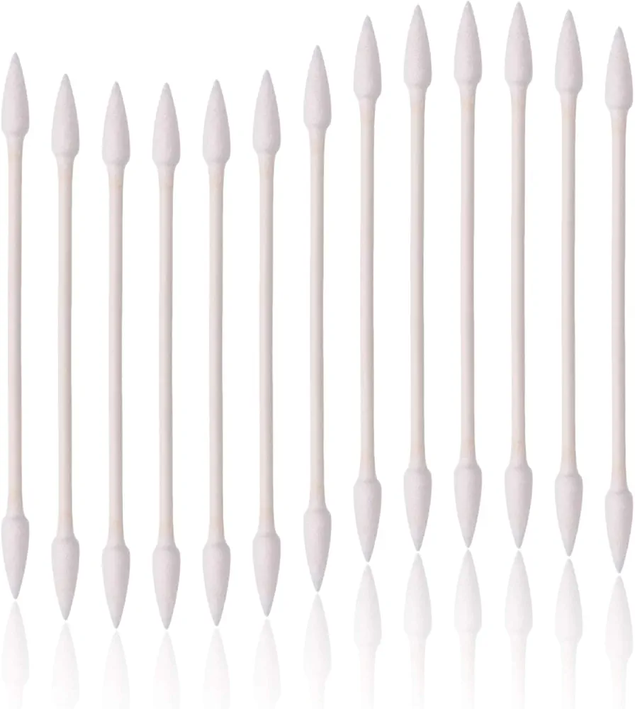800pcs Cotton Swabs, Double Tipped Cotton Buds with Paper Stick, 4 Packs of 200 Pieces, Pointed Shape