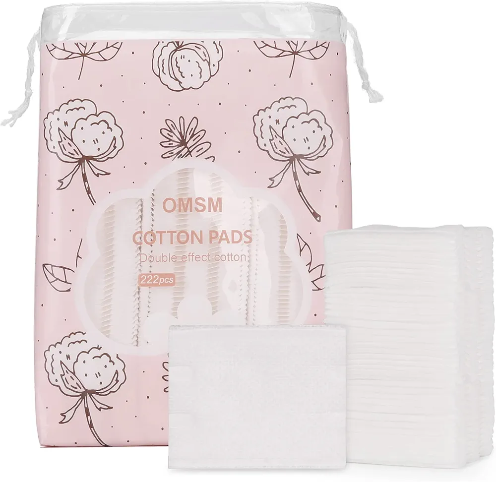 Cotton Pads, Facial Lip & Eye Makeup Remover Pads,100% Pure Cotton Effective Cosmetic Cotton Squares,Hypoallergenic, Lint-Free(222PCS)
