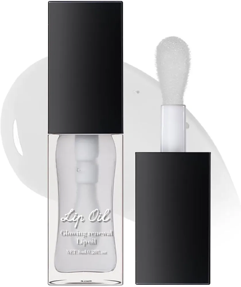 Lip Glow Oil, Hydrating Lip Oil Gloss, No-sticky Moisturizing & Nourishing Lip Plumper Gloss (#2 Clear)