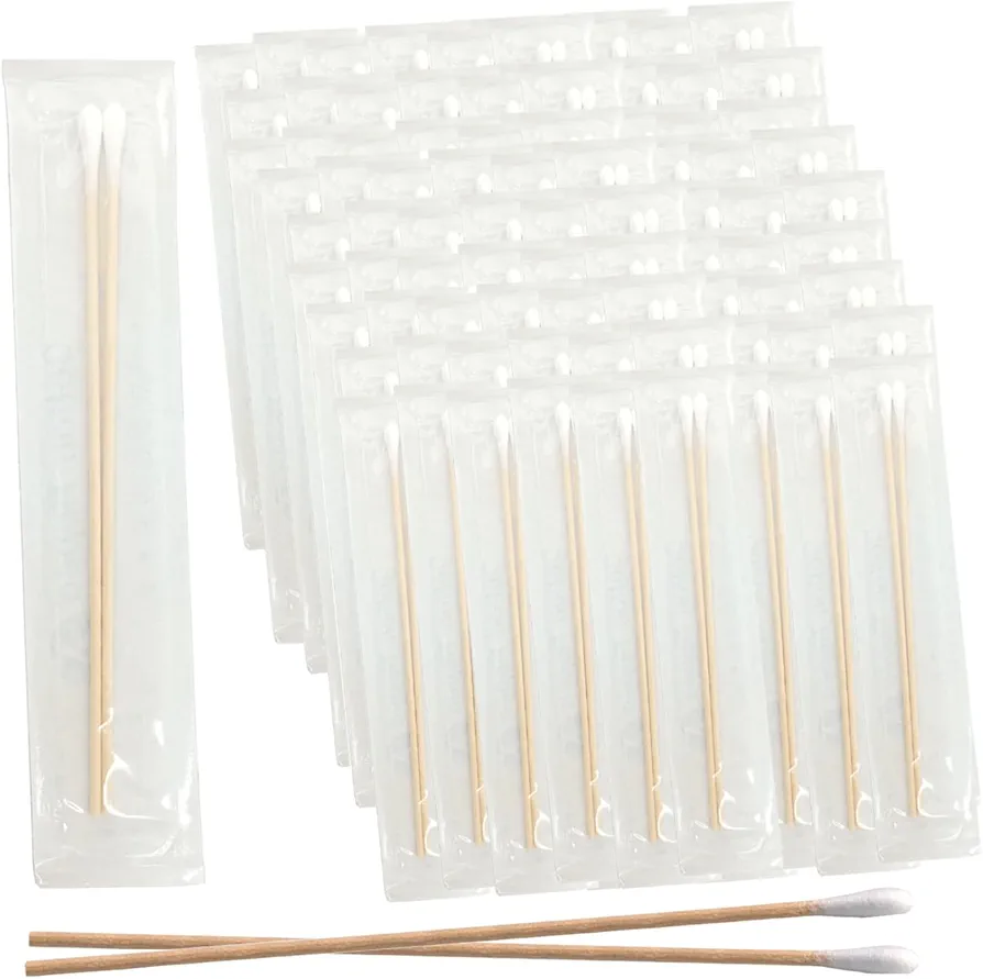200 Sterile Cotton Tipped Applicators 6’’ - Long 6 inch Wooden Medical Cotton Tip Applicator Swabsticks with Shaft and Soft Swabs for Location Application, Cleaning, Crafts and More