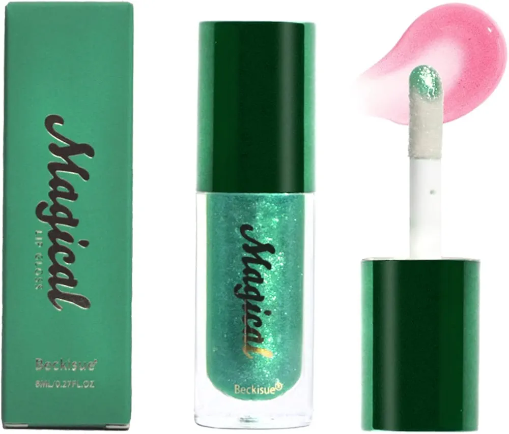 Changing Lip Gloss Non-sticky Moisturizing Lip Oil Gloss Nourishing Shiny Glossy Lipgloss for Lip Care and Dry Lip with Big Brush