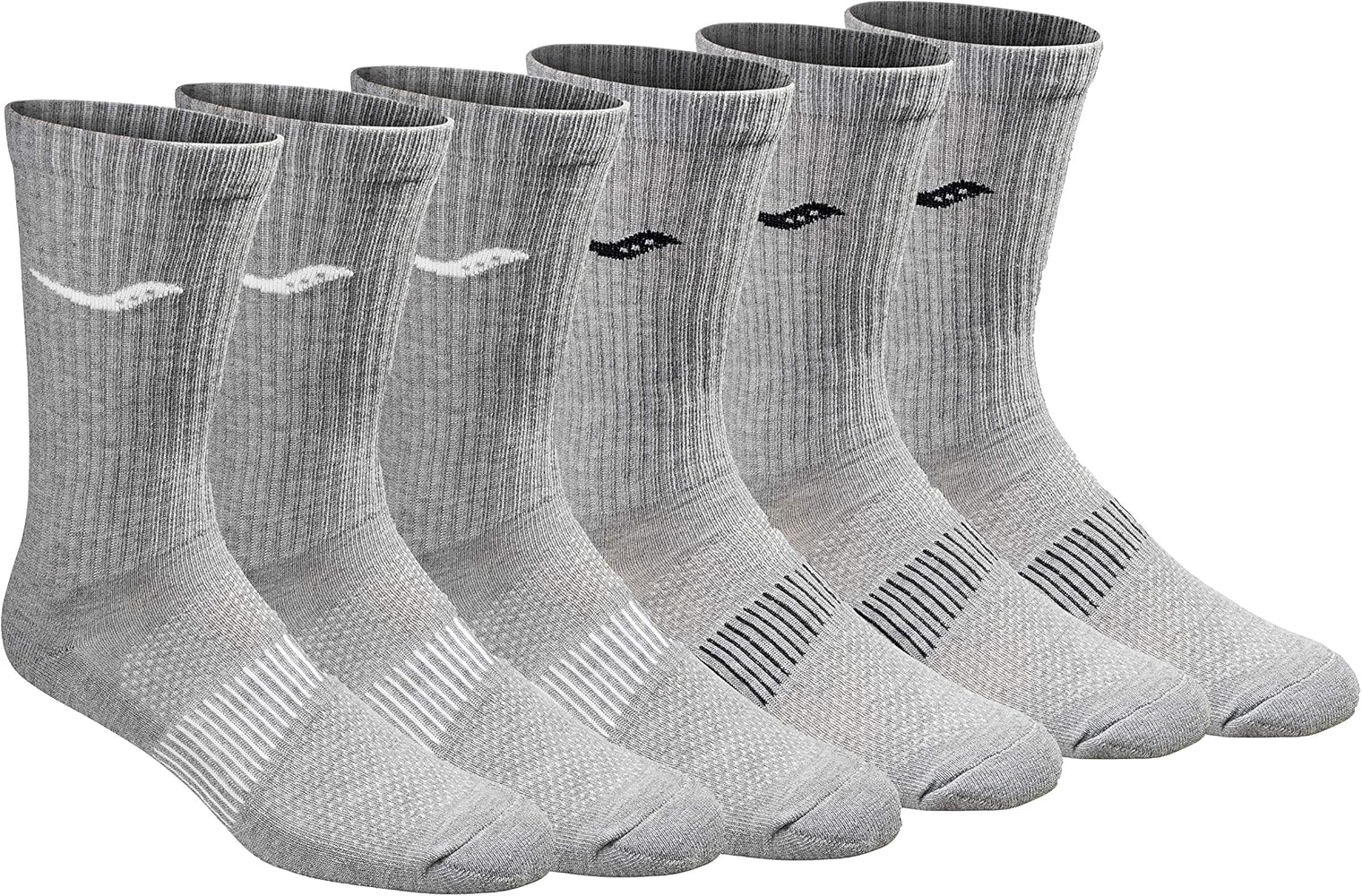 Saucony Men's RunDry Mesh Ventilating Comfort Fit Performance Crew Socks, Available in L-XL (3, 6, 12 Pairs)