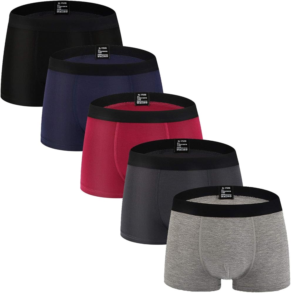youlehe Men's Underwear Soft Bamboo Rayon Boxer Briefs Stretch Trunks Pack