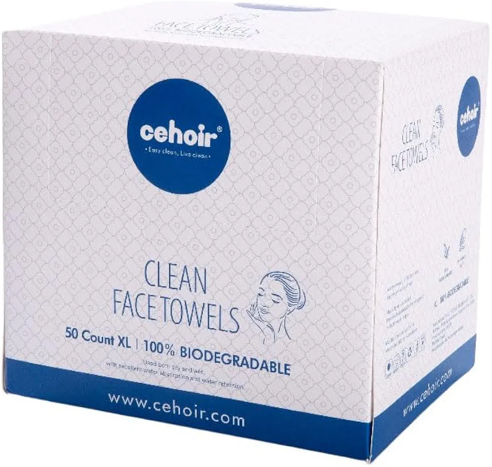 Face Towels,Super Soft and Thickness XL:10x12 inches,Lint-Free Biodegradable Towels,Disposable Face Towel,Makeup Remover Dry Wipes,Clean Face Cloths for Sensitive Skin.(1 pack (50 counts))…