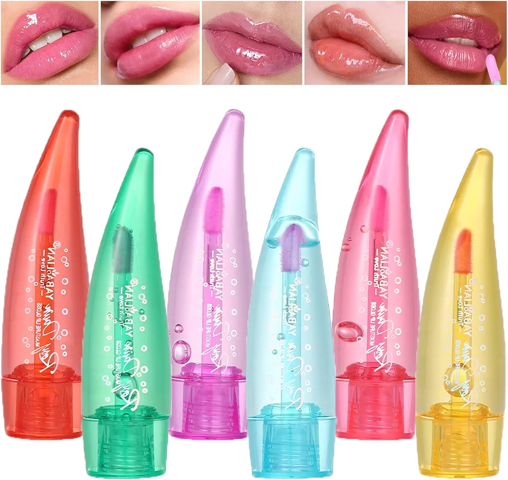 6 Pcs Color Changing Lip Glow Oil Tinted, Pink Magic Mood Lip Oil Tinted High-Shine Clear Temperature Color Change Lip Stain Lip Balm Longlasting Lips Will Not Dry Out