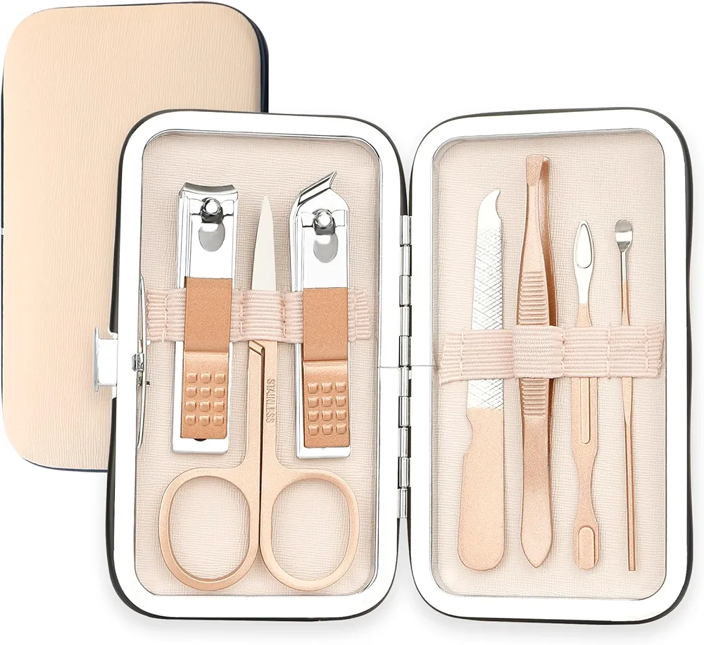 Manicure Set, Nail Clipper Kit, Nail Clipper Set, Nail Care Kit, 8 In 1 Professional Manicure Kit Personal Care, Stainless Steel Facial Pedicure Care Tools, Grooming Kit for Women Men Rose Gold
