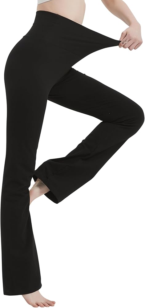 MC&LO Cotton Spandex High Rise Bootcut Flare Yoga Pants Legging(Regular Size/Plus Size) S-4XL