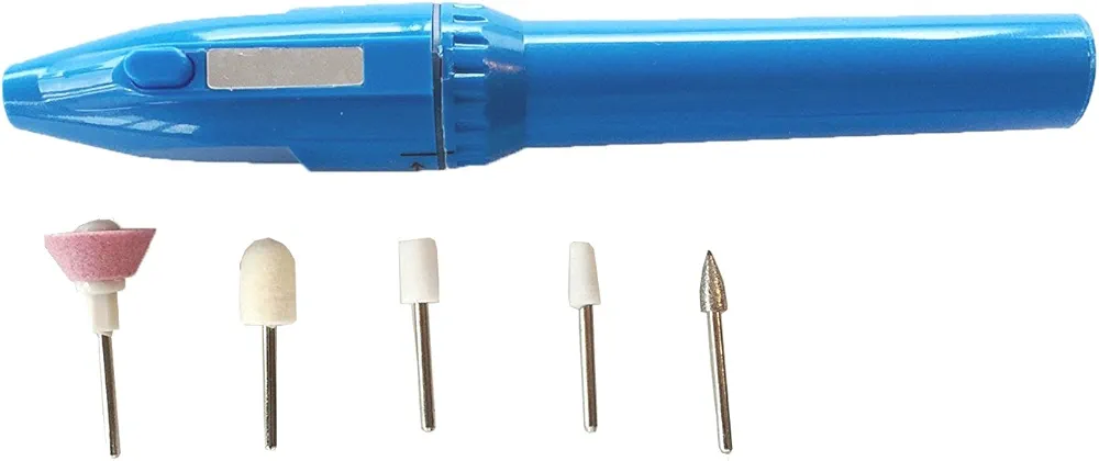 Electric Manicure Pedicure Tools Kit - 6 Piece Portable Rotary Drill Nail Care Grooming Set System Kit Includes Buffer, Grinder, Shaper, More for Professional Salon Spa Nails - COLORS RANDOM WILL VARY