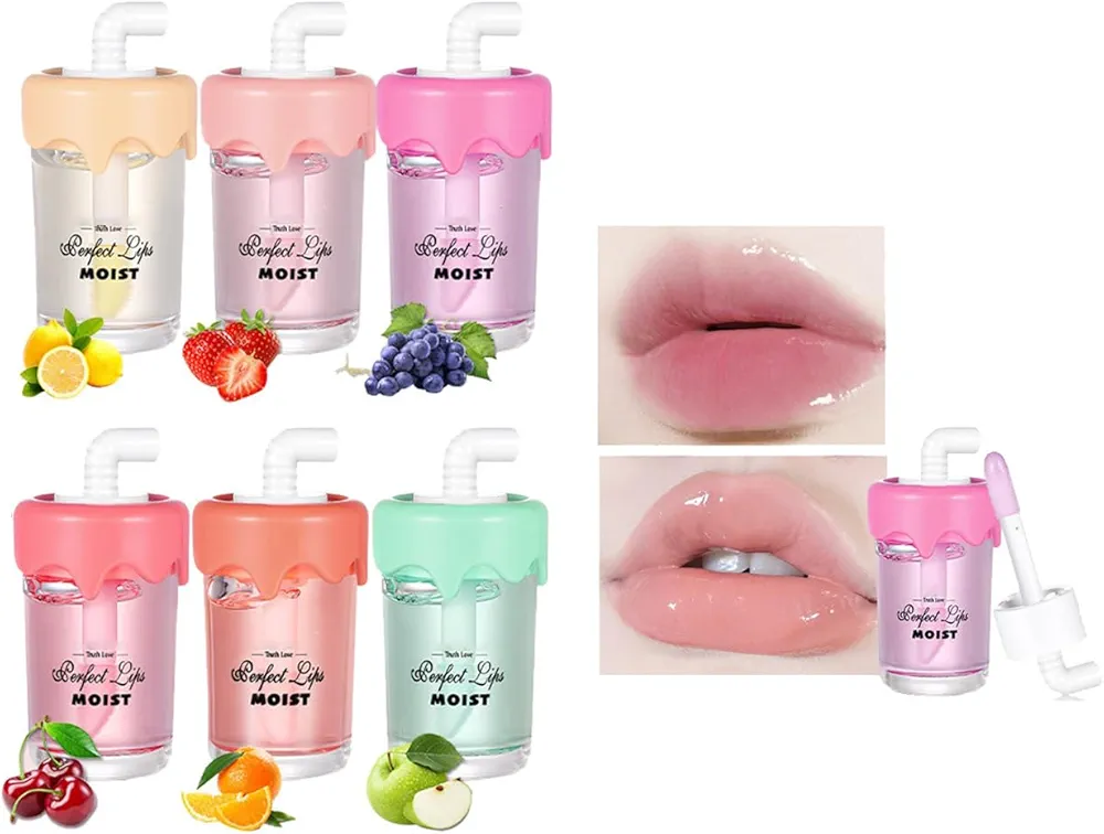 Fruit Flavored Lip Glow Oil, Long-lasting Nourishing Moisturizer Lipstick, Hydrating Lip Oil for Dry Lip, Plumping Lip Gloss Kit for Girl Women Birthday Gift