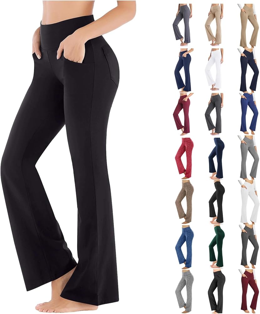 Flare Yoga Pants For Women Long Workout Legging Bell Bottom High Rise Stretch Bootcut Pull On Casual Lounge Trouser