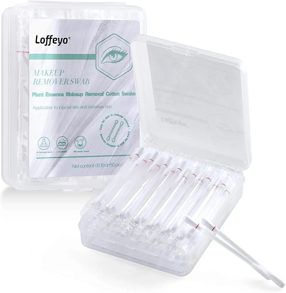 Makeup Remover Cotton Round Swabs, Eye & Lip Sticks remover With White Lily, Liquid-Filled Makeup Remover Swabs, 1-Pack x 50 Count, Space Saving and Travel Essentials