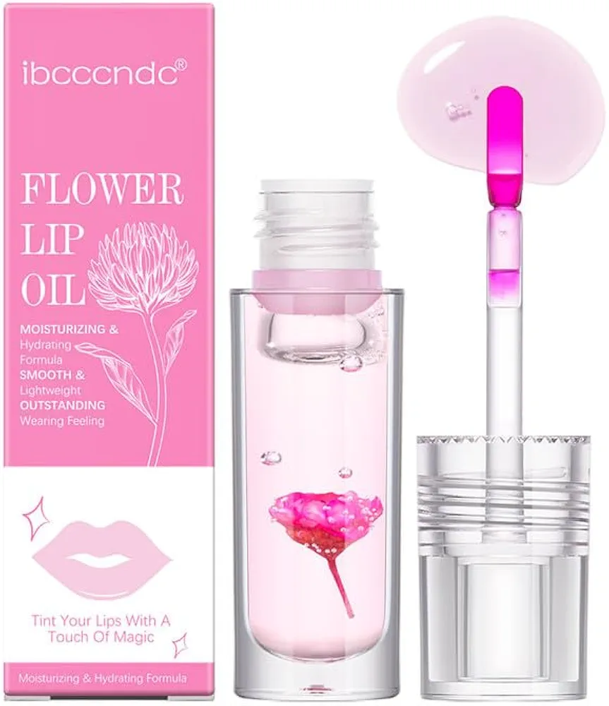 AKARY Color Changing Flower Lip Gloss Lip Oil pH-Activated, Long Lasting Hydrating Lip Glow Oil Moisturizing Lip Gloss for Women Girls, Non-Stick Lip Oil for Dry Lips, 04