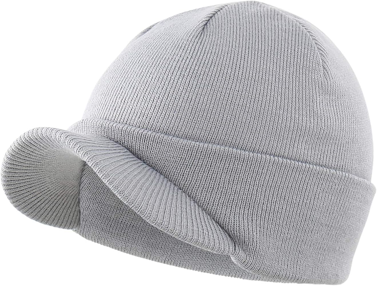 Home Prefer Men's Winter Beanie Hat with Brim Warm Double Knit Cuff Beanie Cap