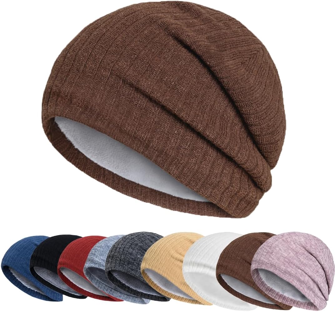 YuMENo Winter Slouchy Beanie Hats for Men Warm Fleece Lined Soft Skull Cap Knit Cuffed Beanies