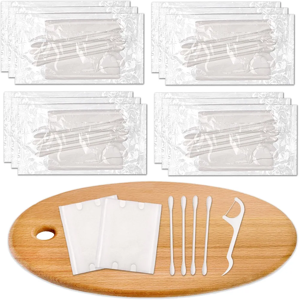 200 Pack Hotel Vanity Kit Individually Wrapped, Bulk Hotel Amenities Kit, Hospitality Set, Amenities Hotel Vanity Set Hygiene Products Include Cotton Pads, Cotton Swabs, Dental Floss Picks