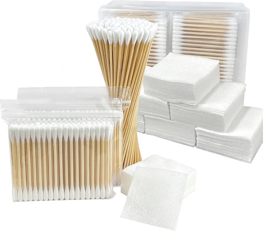 600 PCS Gel Nail Polish Remover Kit - Includes 300 Lint-Free Nail Wipes, 200 Bamboo Nail Tips, & 100 Long Cotton Swabs for Nail Polish Clean Up Tool, Manicures, Pedicures, and Daily Grooming