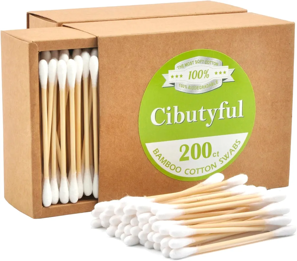 Cotton Swabs 400 count Double Round Tips Cotton Swabs With Strong wooden Sticks Ear Swabs Cotton Sticks with 3.0 Inch Bamboo Stick
