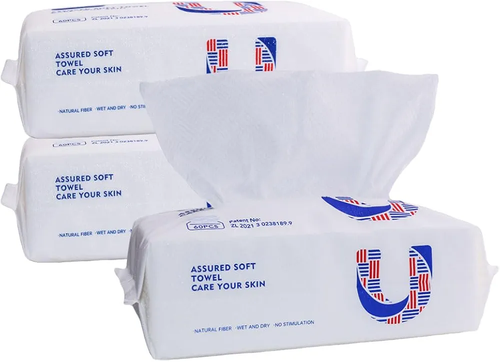 xify’s Disposable Face Towel 180 Counts, Makeup Remover Dry Wipes, Ultra-soft, Large 8.7 * 7.9 Inches, Facial Cleansing Towelette, Quick-drying Clean Towel, Skincare Thicken Line-free, 3 Packs