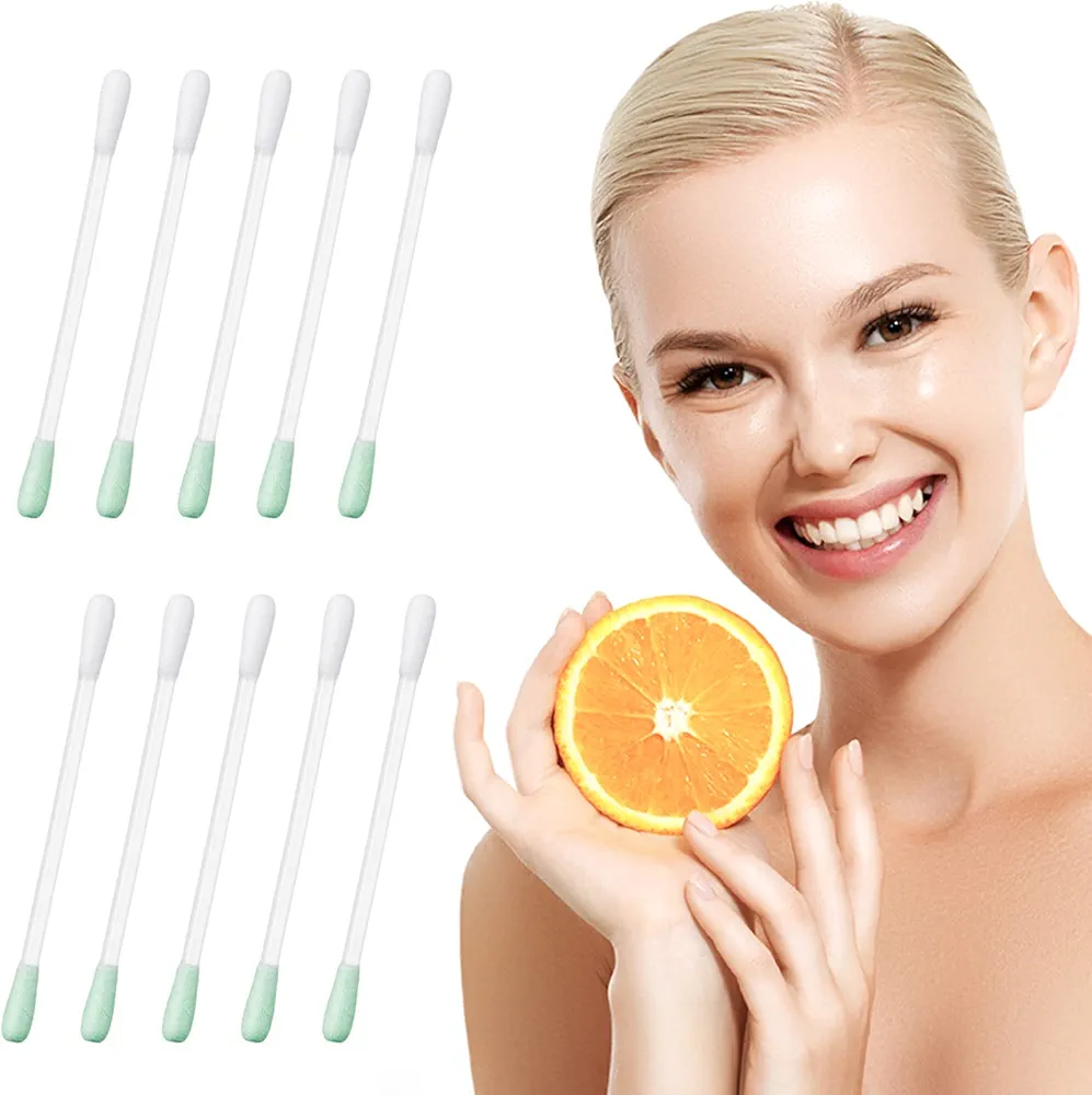 100 Pcs Cotton Makeup Remover Swabs, Disposable Vitamin E Liquid-Filled Cotton Swabs Sticks for Eye/Lip/Eyebrow/Eyelash Makeup Correctors Removing Swabs