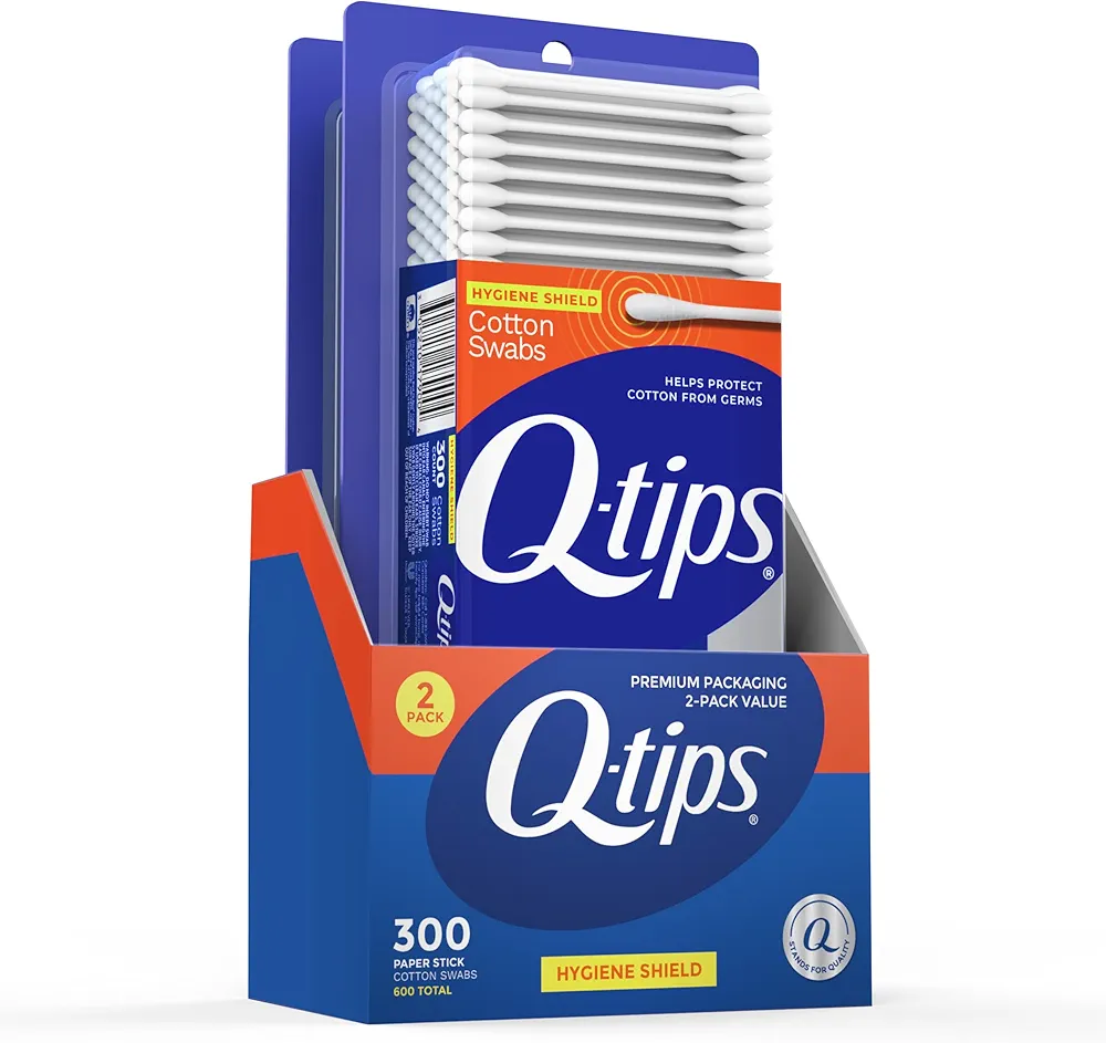 Q-tips Cotton Swabs 300 Count 2-Pack – Hygiene Shield Swabs, Makeup Tools, Beauty & First Aid Essentials