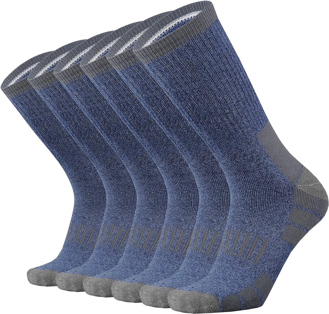 Men's Cotton Heavy Thick Full Cushion Crew Socks Moisture Wicking Control Thermal Winter Athletic Steel Toe Work Boot