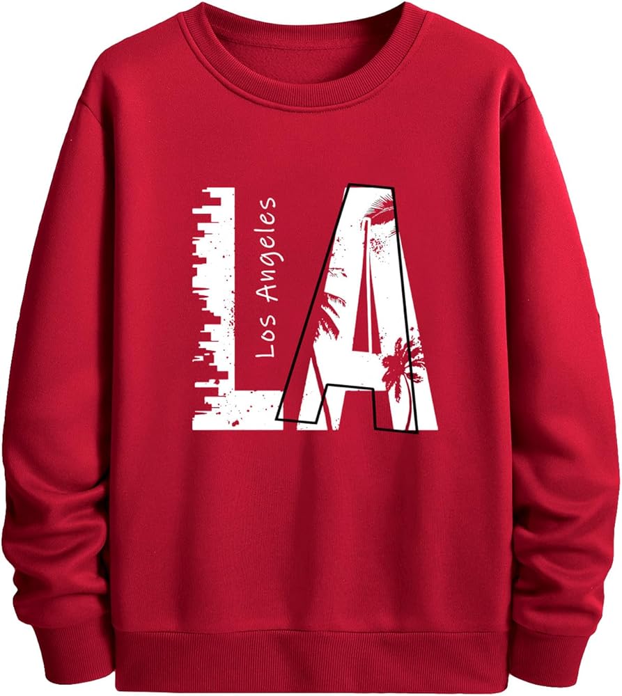 SOLY HUX Men's Graphic Crewneck Sweatshirts Letter Print Long Sleeve Pullover Casual Vintage Tops
