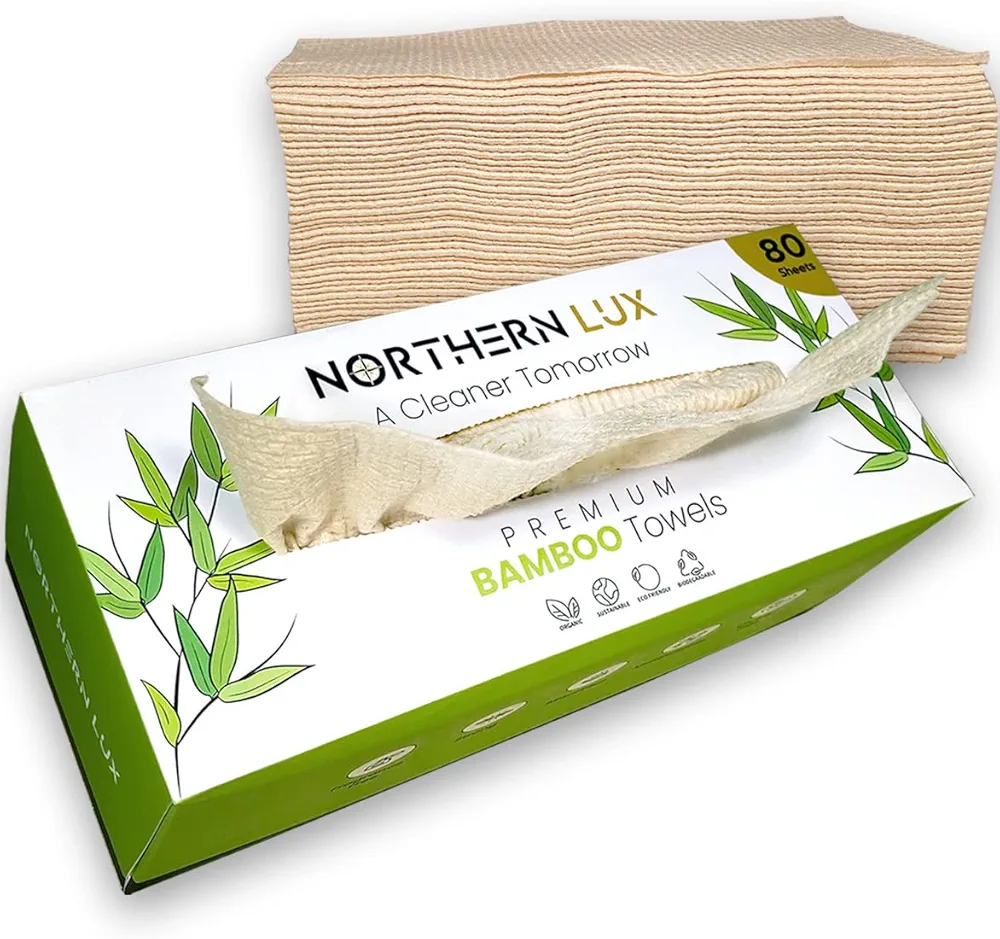 Disposable Bamboo Face Towels (80 Sheets) | Organic Biodegradable Dry Face Wipes | Strong, Soft, and Fragrance Free Bamboo for Makeup Removal Face Care | Disposable and Sustainable