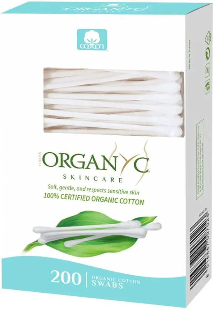 Organyc 100% Certified Organic Cotton Swabs - No Man-Made Materials, 200 Count, White