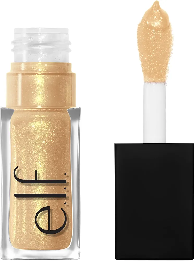 e.l.f. Glow Reviver Lip Oil, Nourishing and Hydrating with High-Shine Glimmer Finish & Sheer Wash Of Color, Minty Scent, Non-Sticky, Vegan & Cruelty-free, Citrine Gleam