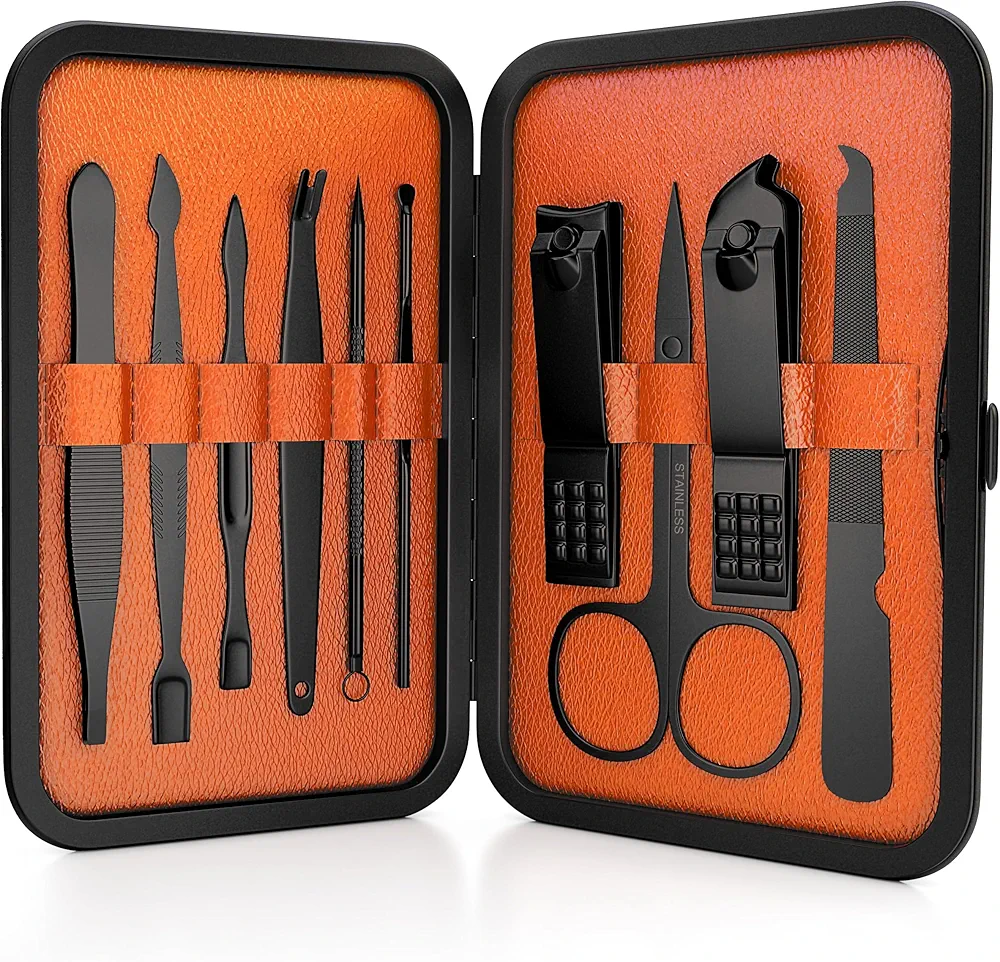 Wild Willies 10-Piece Manicure & Pedicure Kit - Multifunctional Mens Grooming Kit - Includes Nail Clippers, Scissors, Tweezers, Files - Compact Travel Manicure Set for Men & Women - All-in-One Case