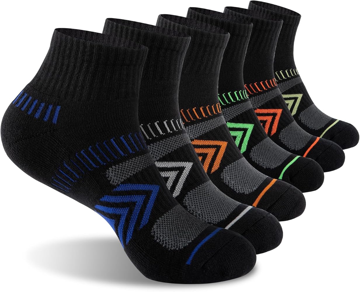 COOPLUS Mens Cushioned Ankle Socks, Cotton Athletic Performance Quarter Socks