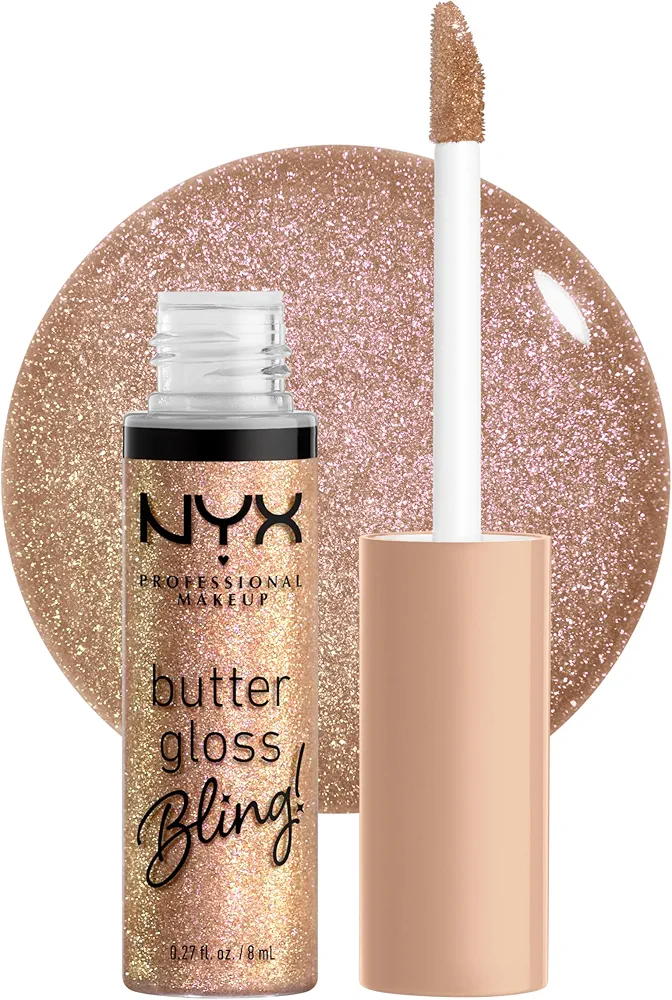 NYX PROFESSIONAL MAKEUP Butter Gloss Bling Lip Gloss, Non Sticky and Shiny Vegan Lip Makeup - Bring The Bling