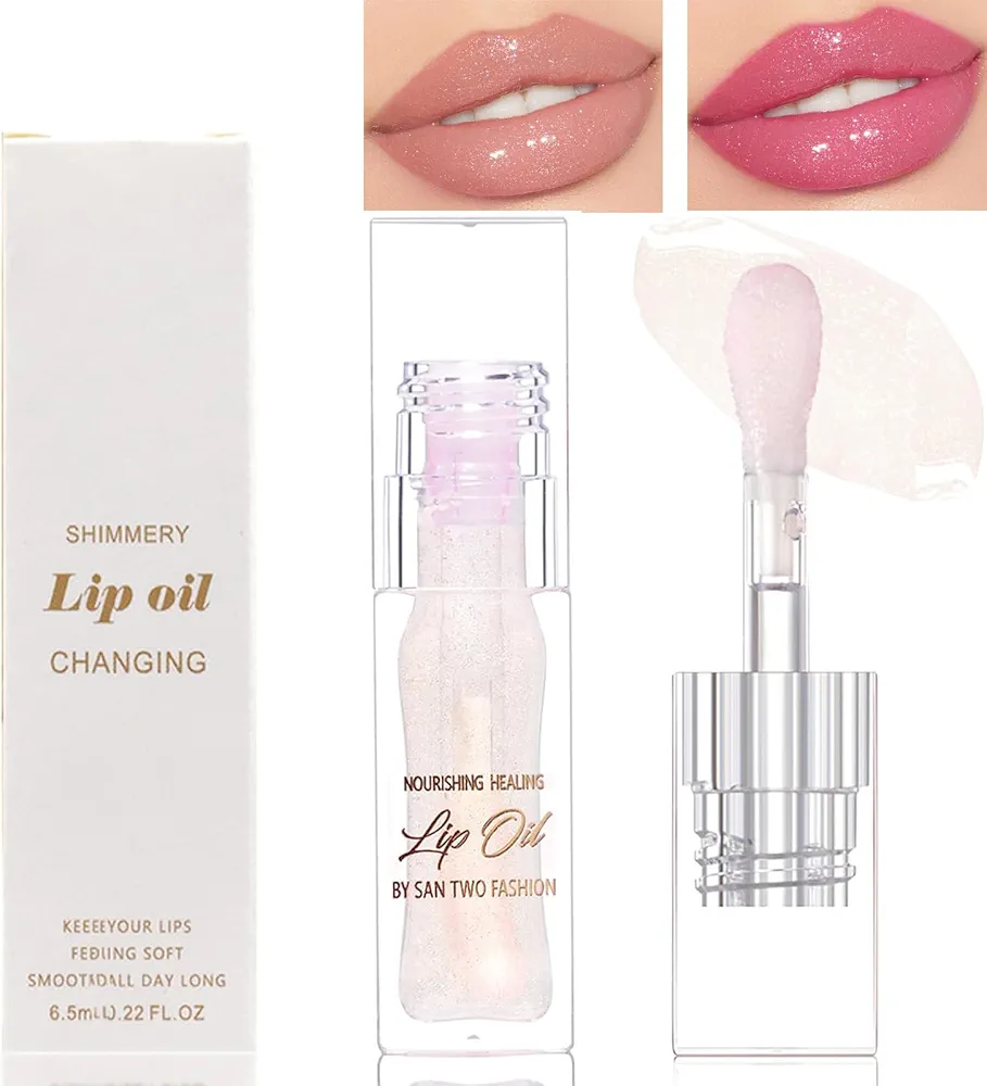 Magic Color Changing Lip Oil, Hydrating Lip Gloss Lip Oil Color Changing, Warm Change Color Changing Lip Gloss, Magic Big Brush Lip Changing Oil Long Lasting Shimmery