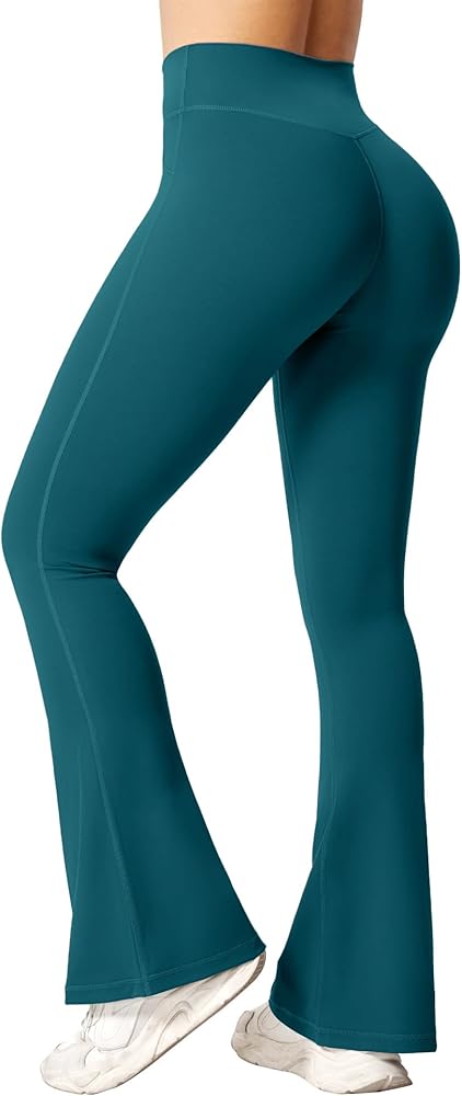 BOOVET Women's Flare Yoga Pants with Pockets Crossover High Waisted Bootcut Flare Yoga Leggings Tummy Control Workout Pants