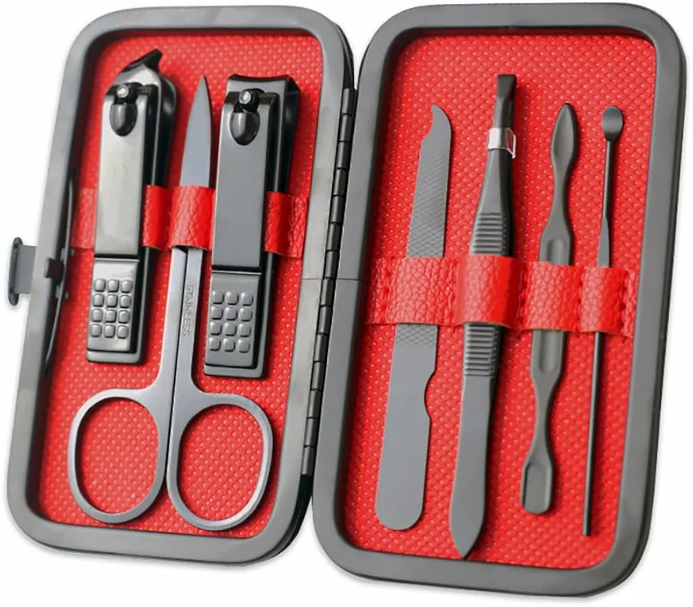 Mens Nail Grooming Kit Manicure Set Male Grooming Kit Nail Care 7-Piece Clipper Set Fingernail Clipper Finger and Toe Nail Clipper Set Finger Nail Travel Nail Tool Kit for Women
