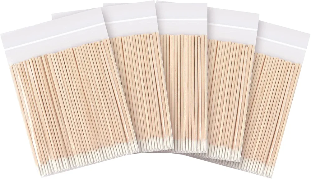 CHEFBEE 500 Count Microblading Cotton Swab, Cotton Swabs Pointed Tip, Wood Cotton Stick, Cotton Tipped Makeup Cosmetic Applicator Sticks, Tattoo Permanent Supplies